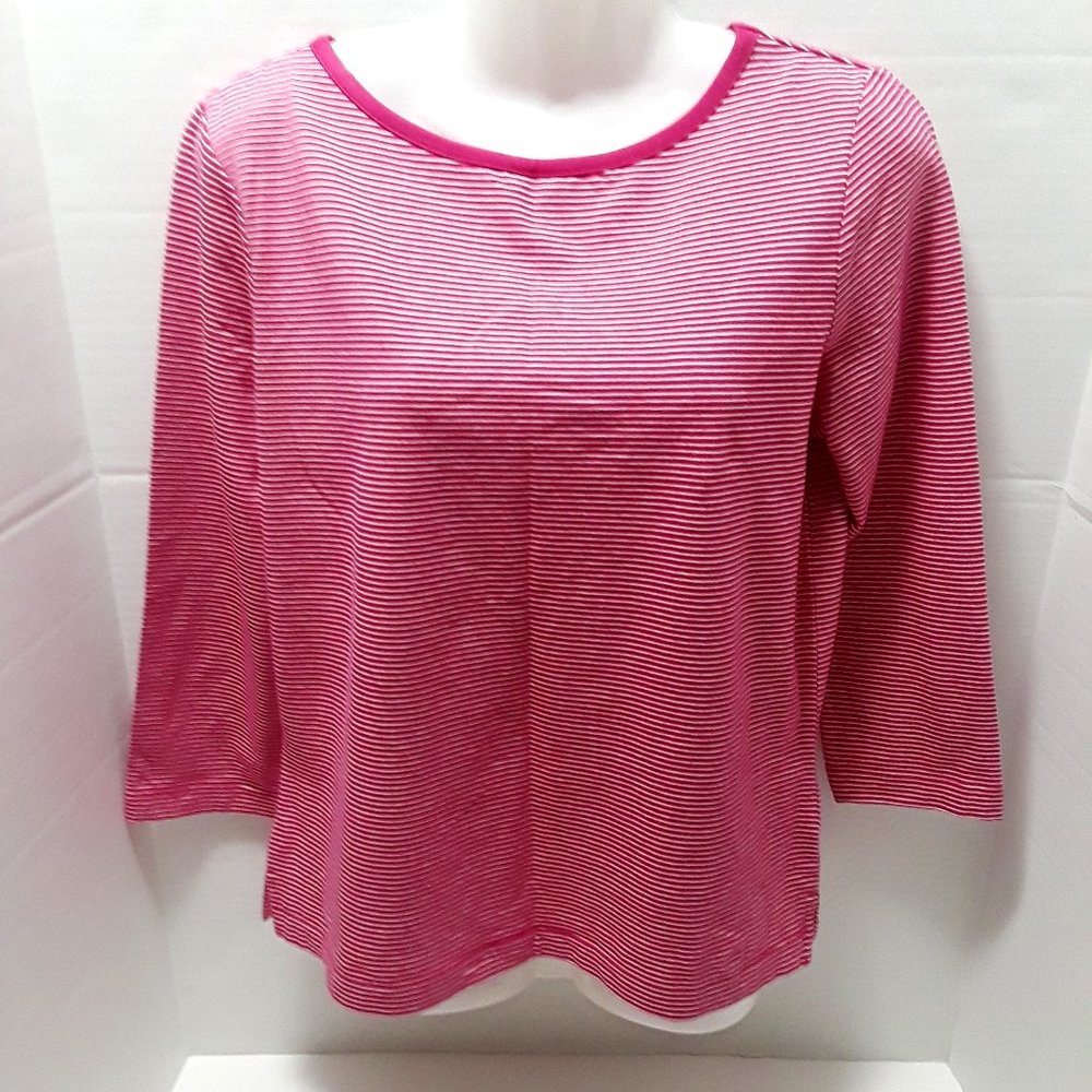 NWT EP PRO Golf Womens Pullover Sweater Fuchsia Striped 3/4 Sleeves Size S/P